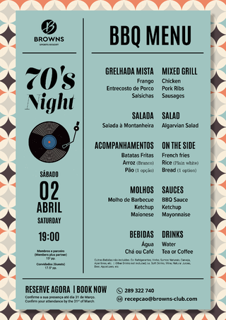 70's night + BBQ on the 2nd of April